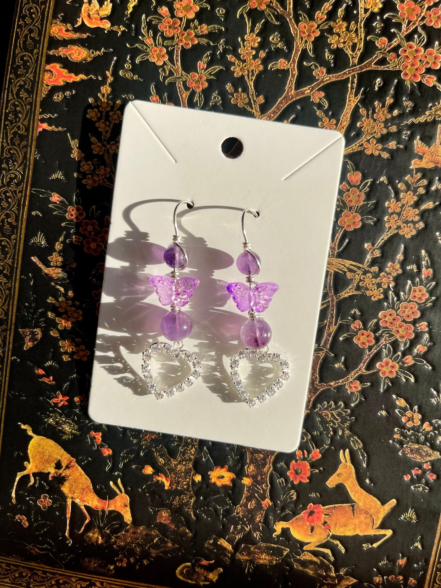 Amethyst Heart Earrings