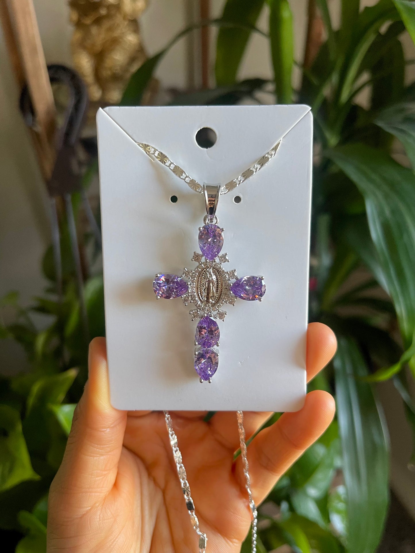Purple Virgin Mary Cross