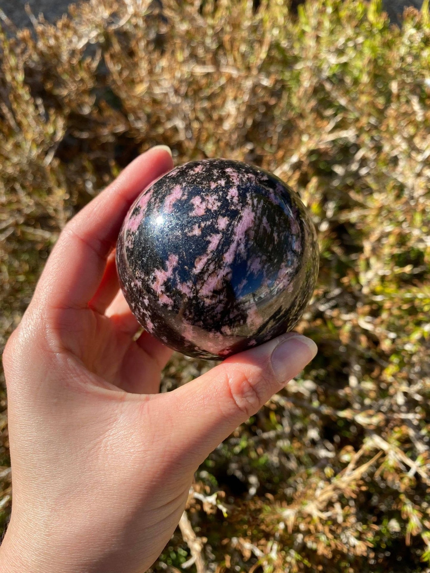 Rhodonite Sphere 1 lb 2.5 oz