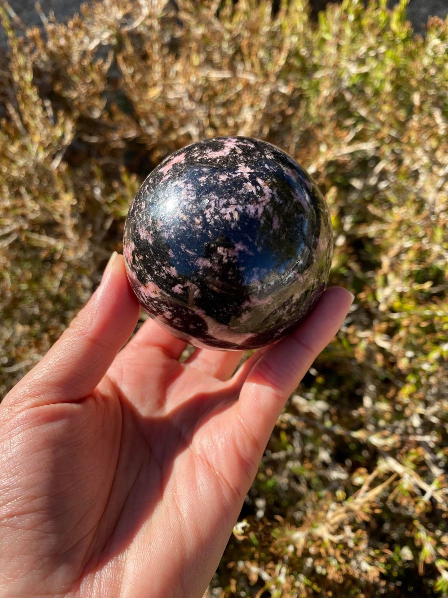 Rhodonite Sphere 1 lb 2.5 oz