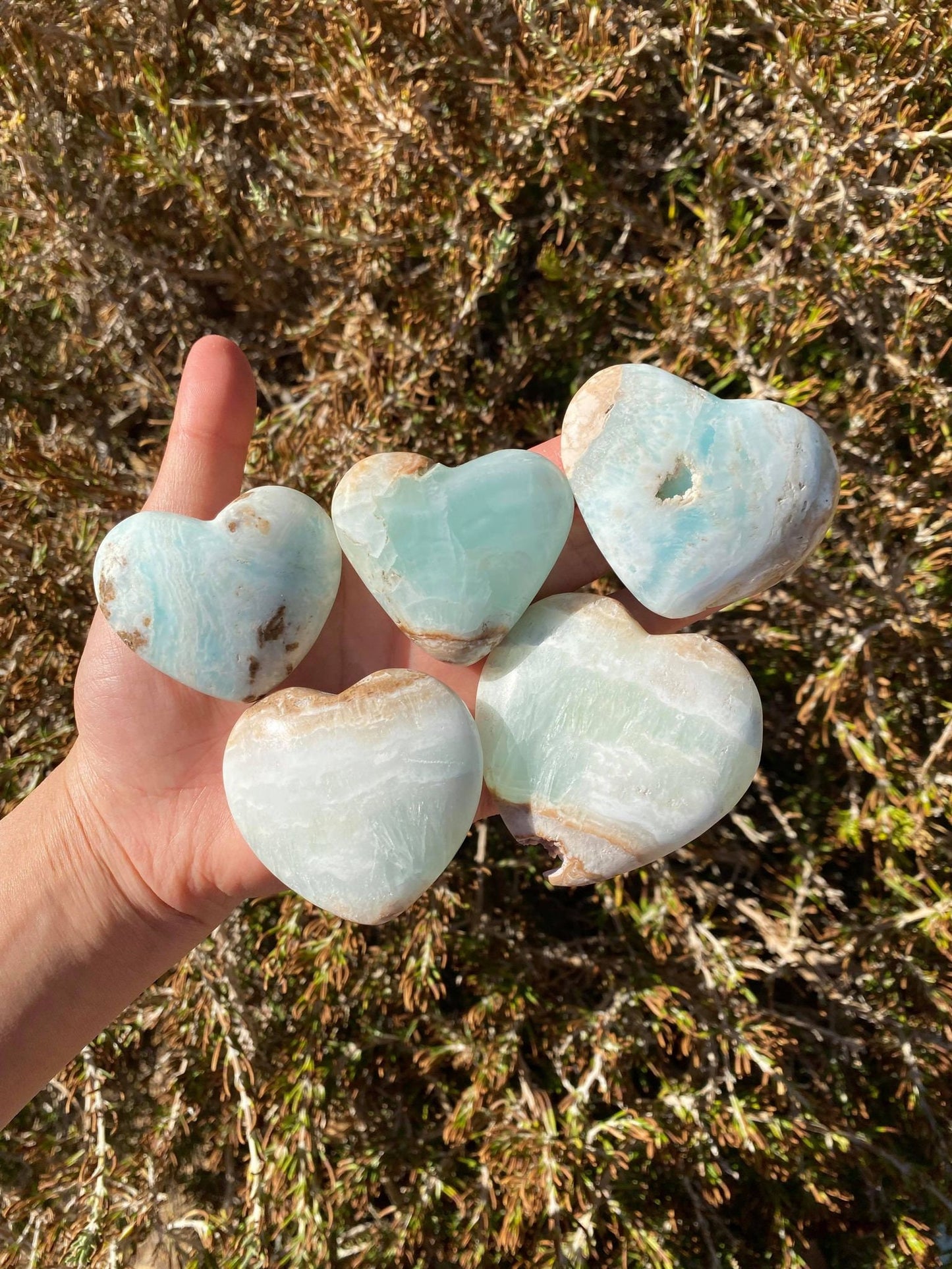 Blue Caribbean Calcite Heart