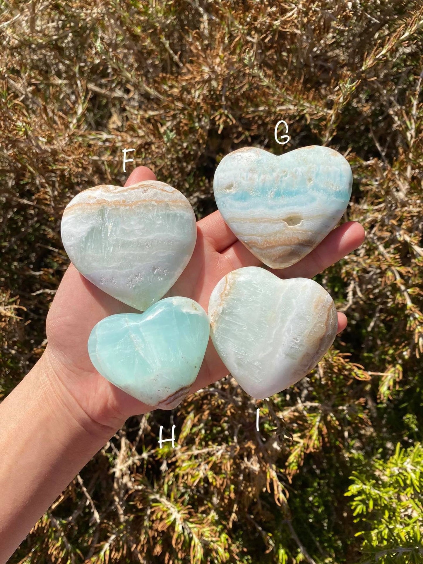 Blue Caribbean Calcite Heart