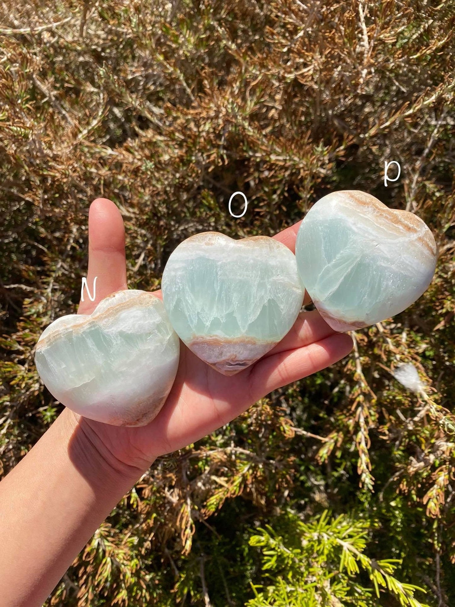 Blue Caribbean Calcite Heart