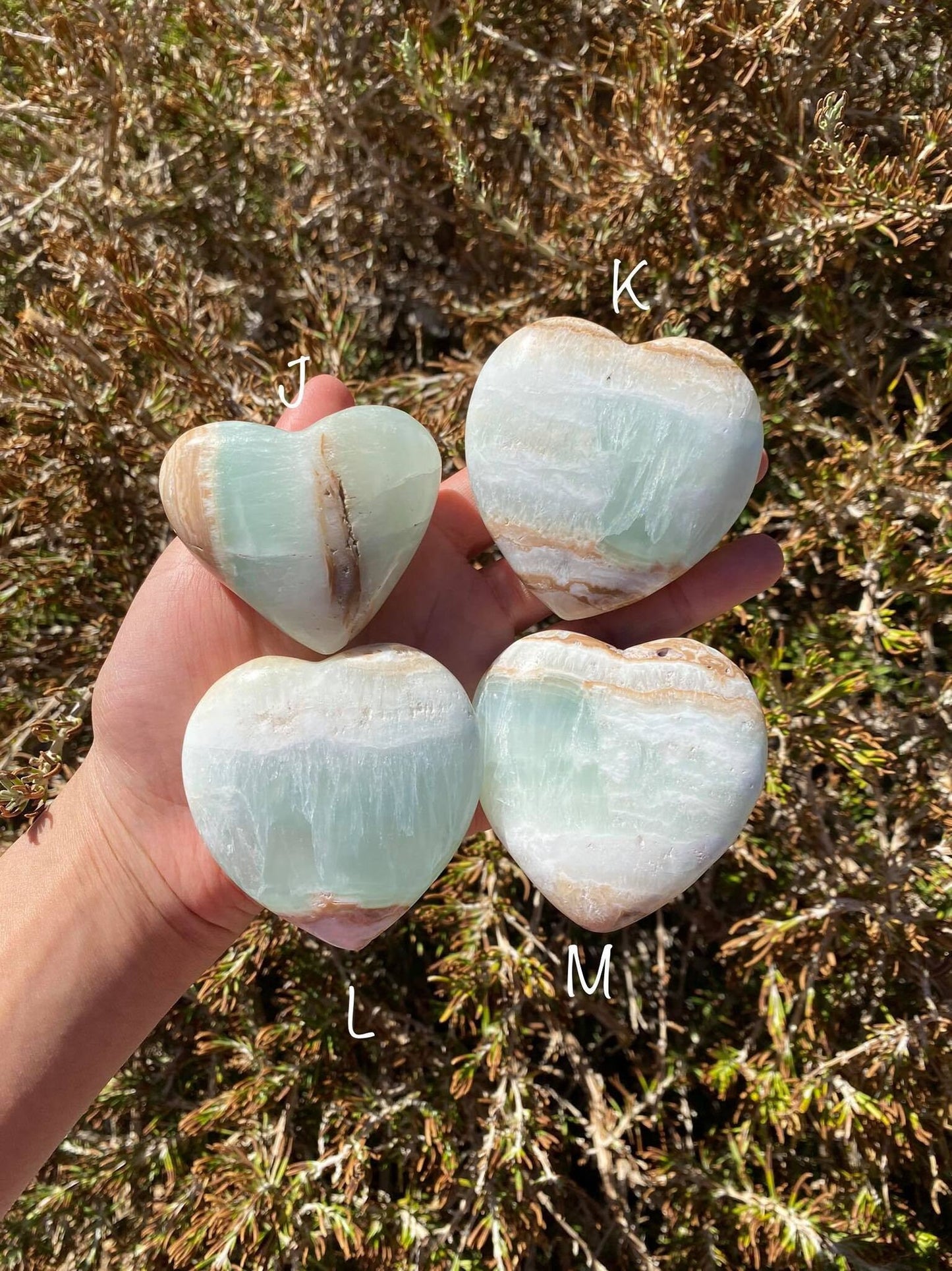 Blue Caribbean Calcite Heart