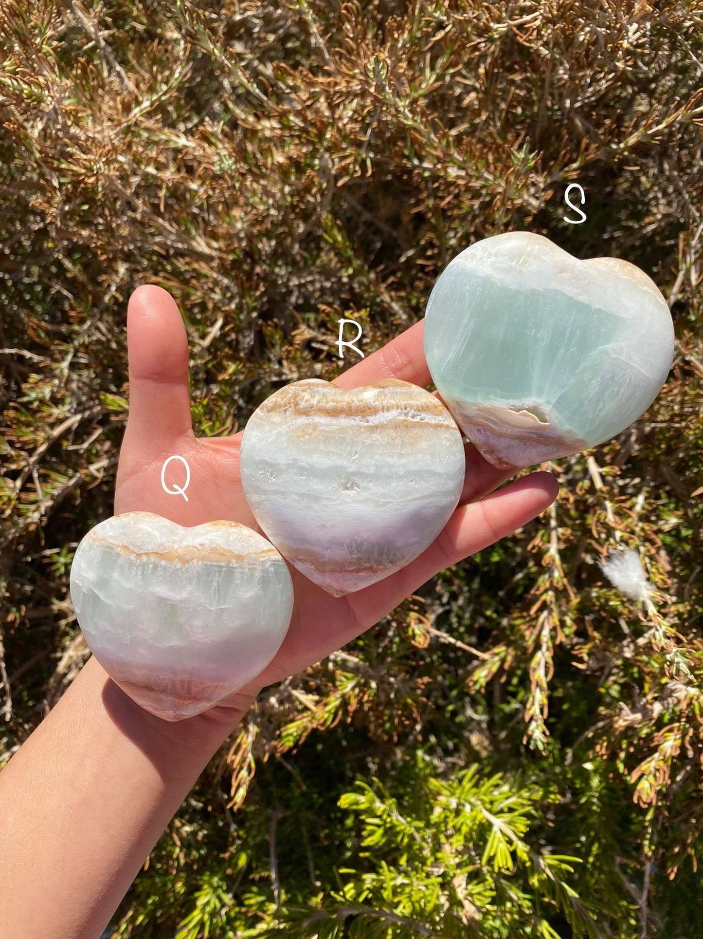 Blue Caribbean Calcite Heart