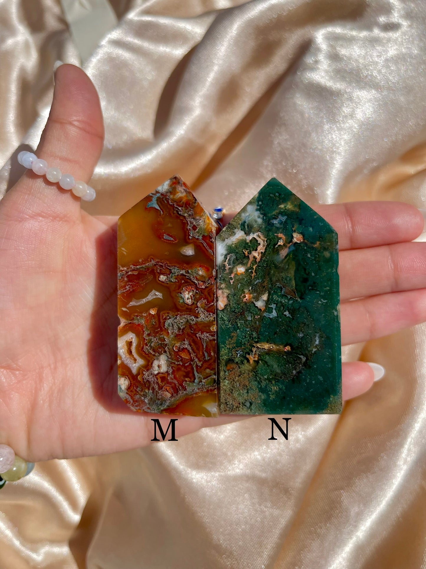 Carnelian X Moss Agate Tower