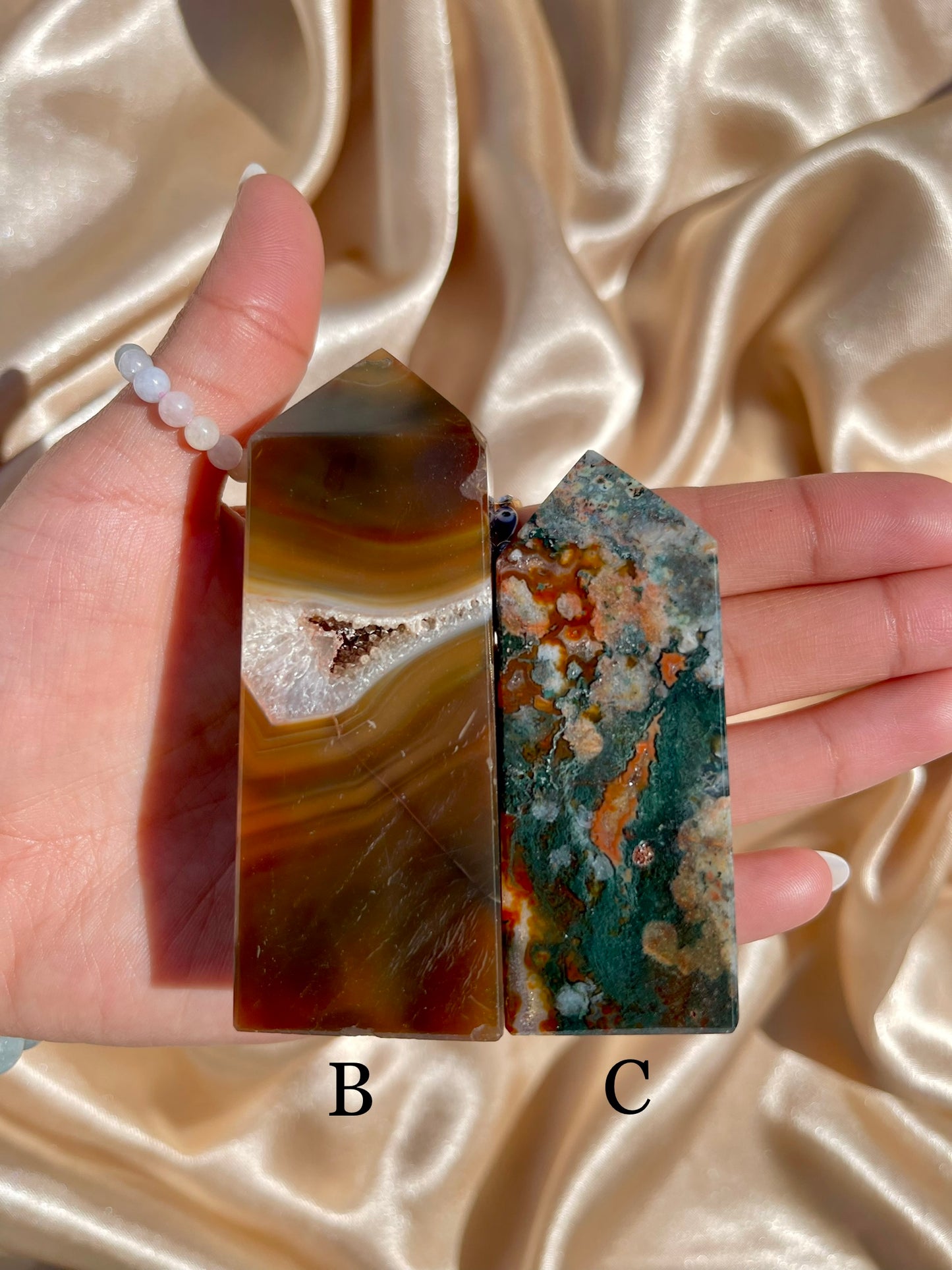 Carnelian X Moss Agate Tower