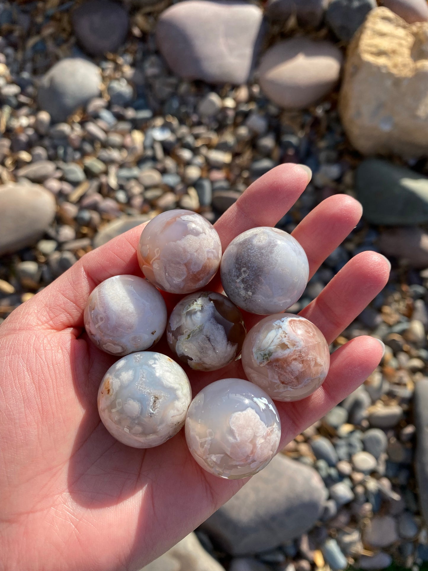 Flower Agate Spheres