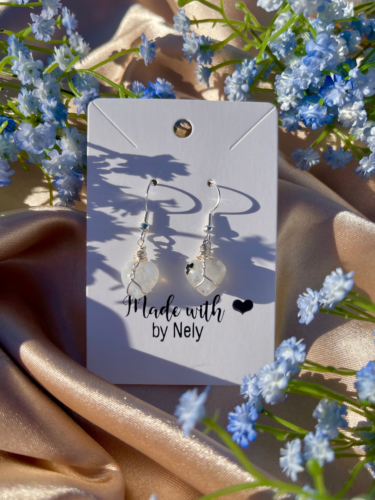 Silver Wrapped Mini Moonstone Earrings