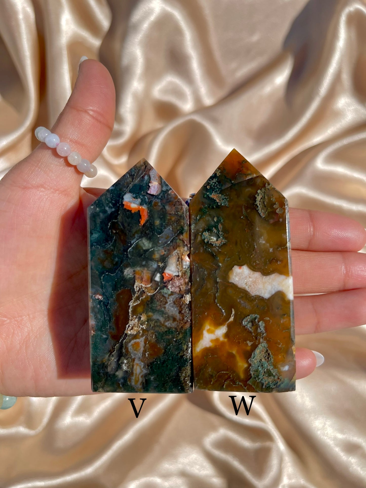 Carnelian X Moss Agate Tower