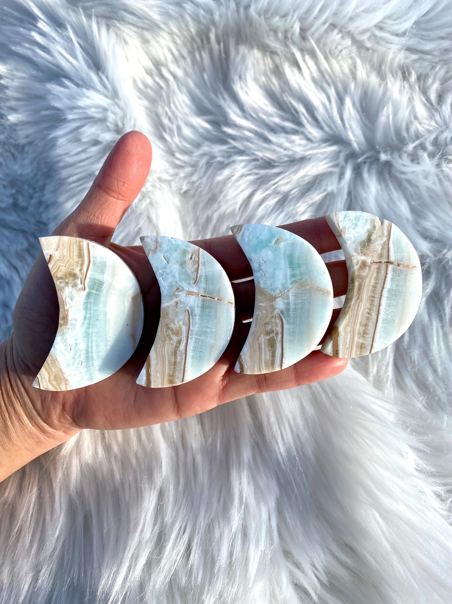 Blue Caribbean Calcite Moon