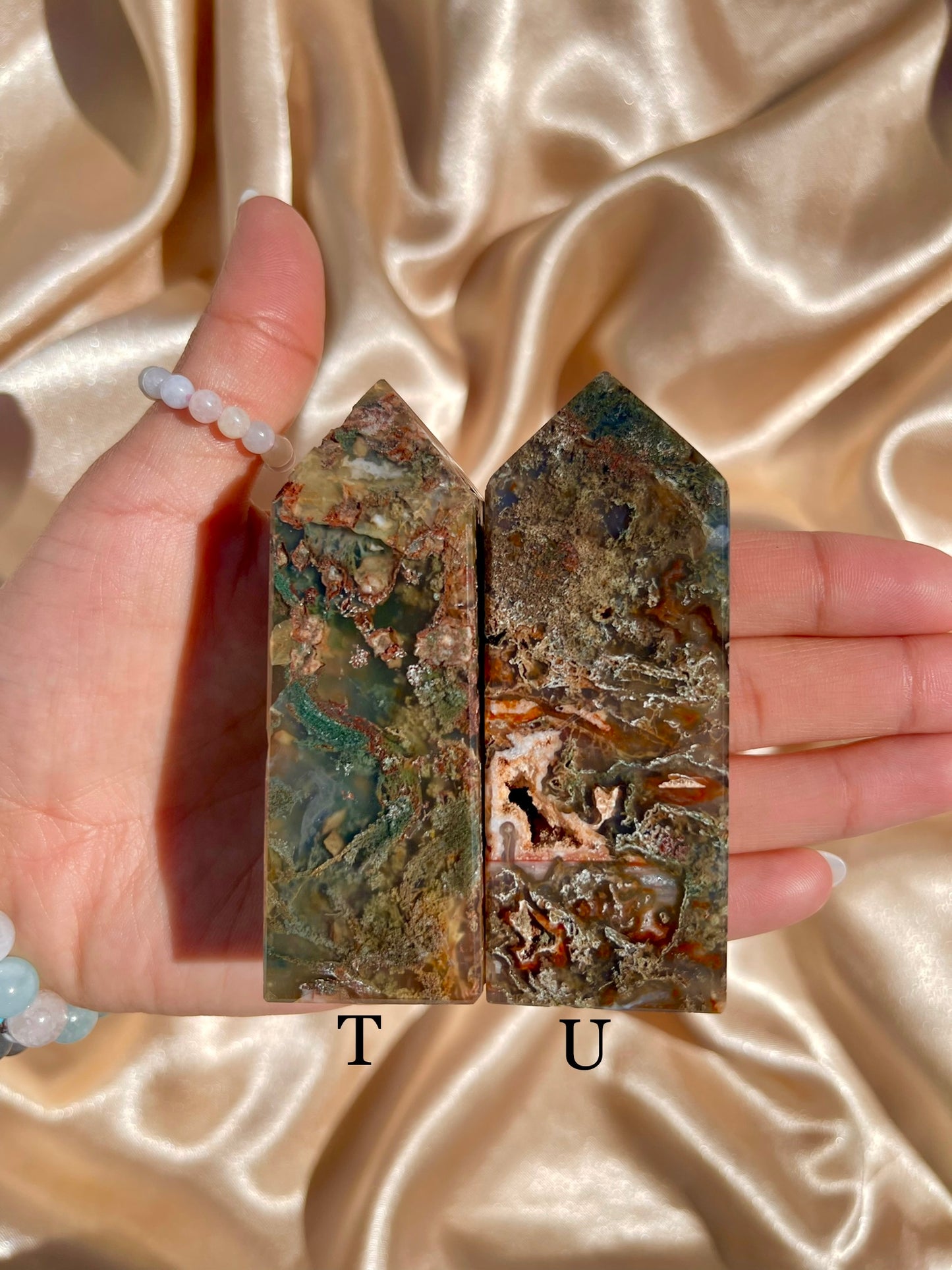 Carnelian X Moss Agate Tower