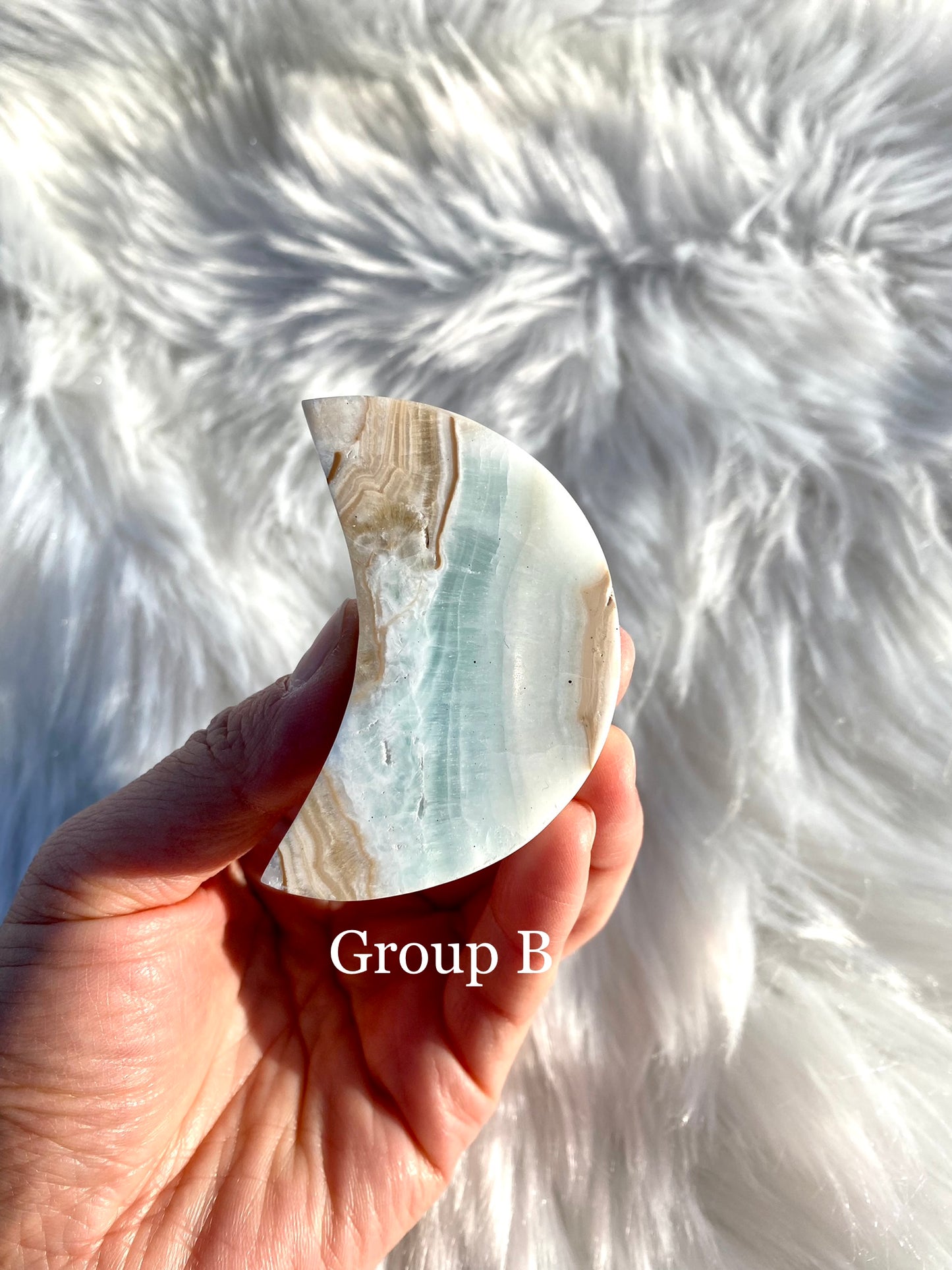 Blue Caribbean Calcite Moon