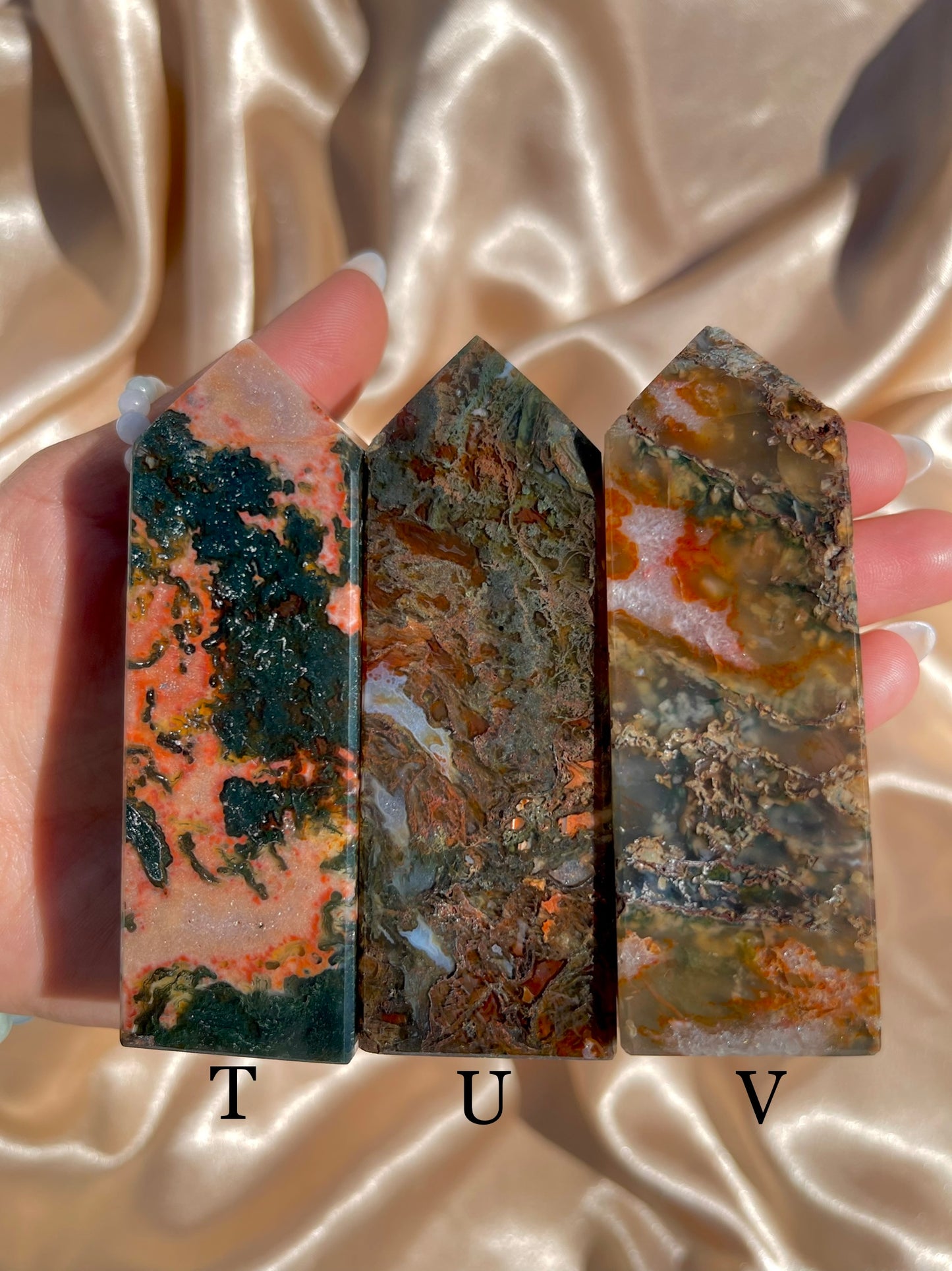 Carnelian X Moss Agate Tower