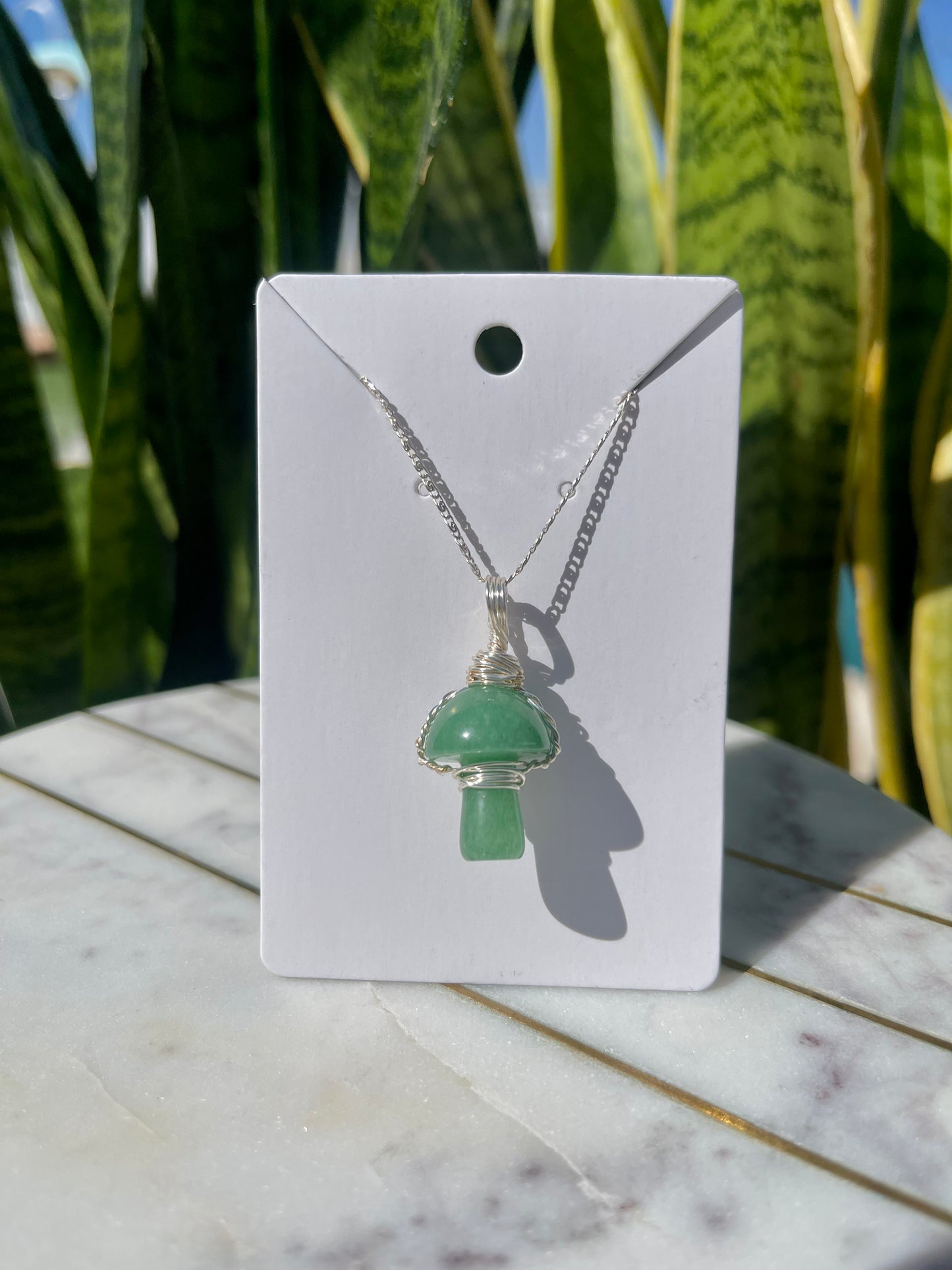 Green Aventurine Mushroom Necklace