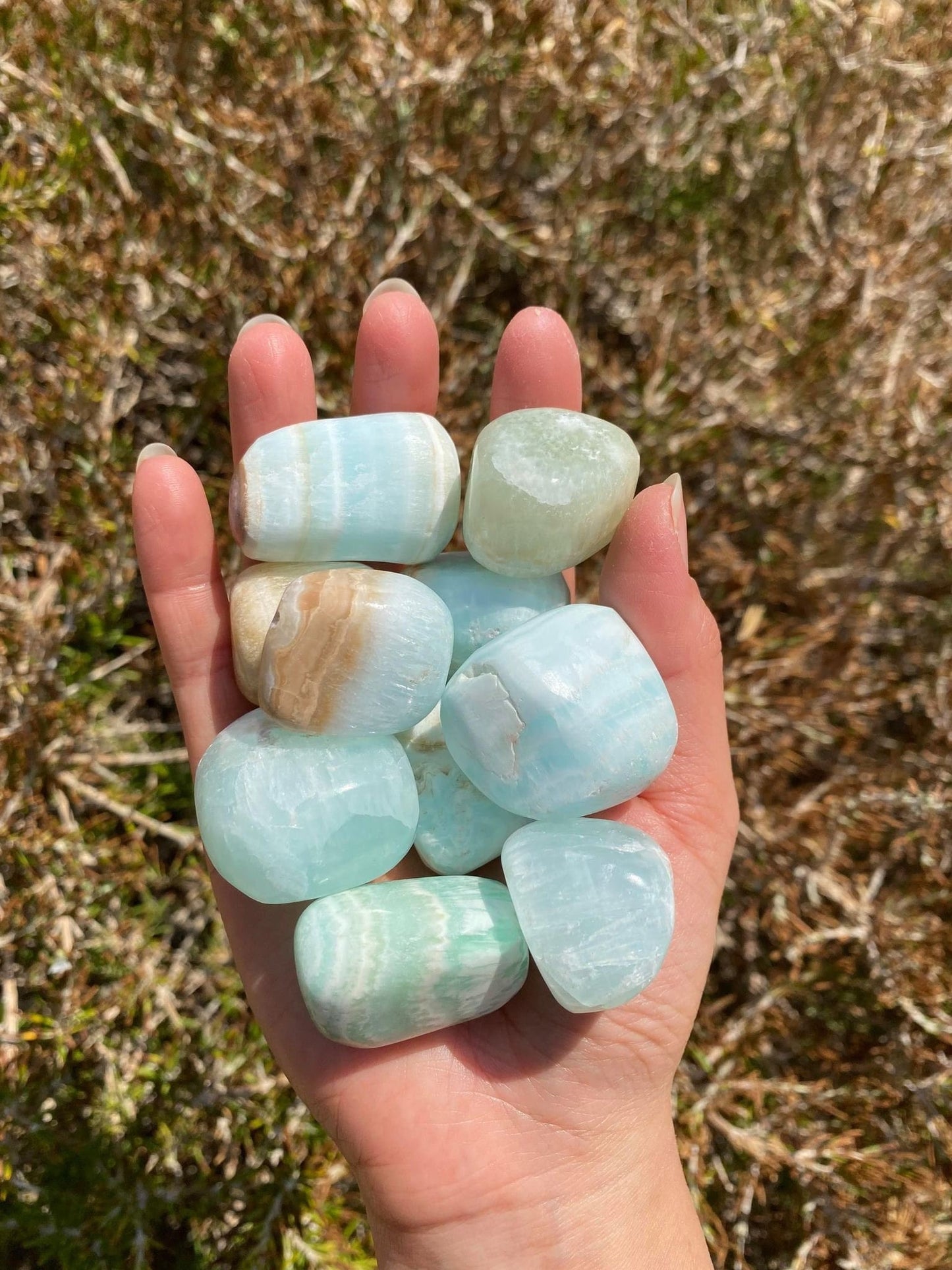 Blue Caribbean Calcite Tumble Stone