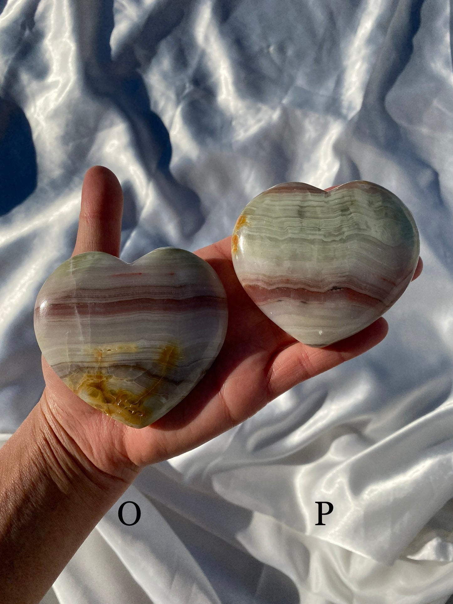 Pink Banded Onyx Heart