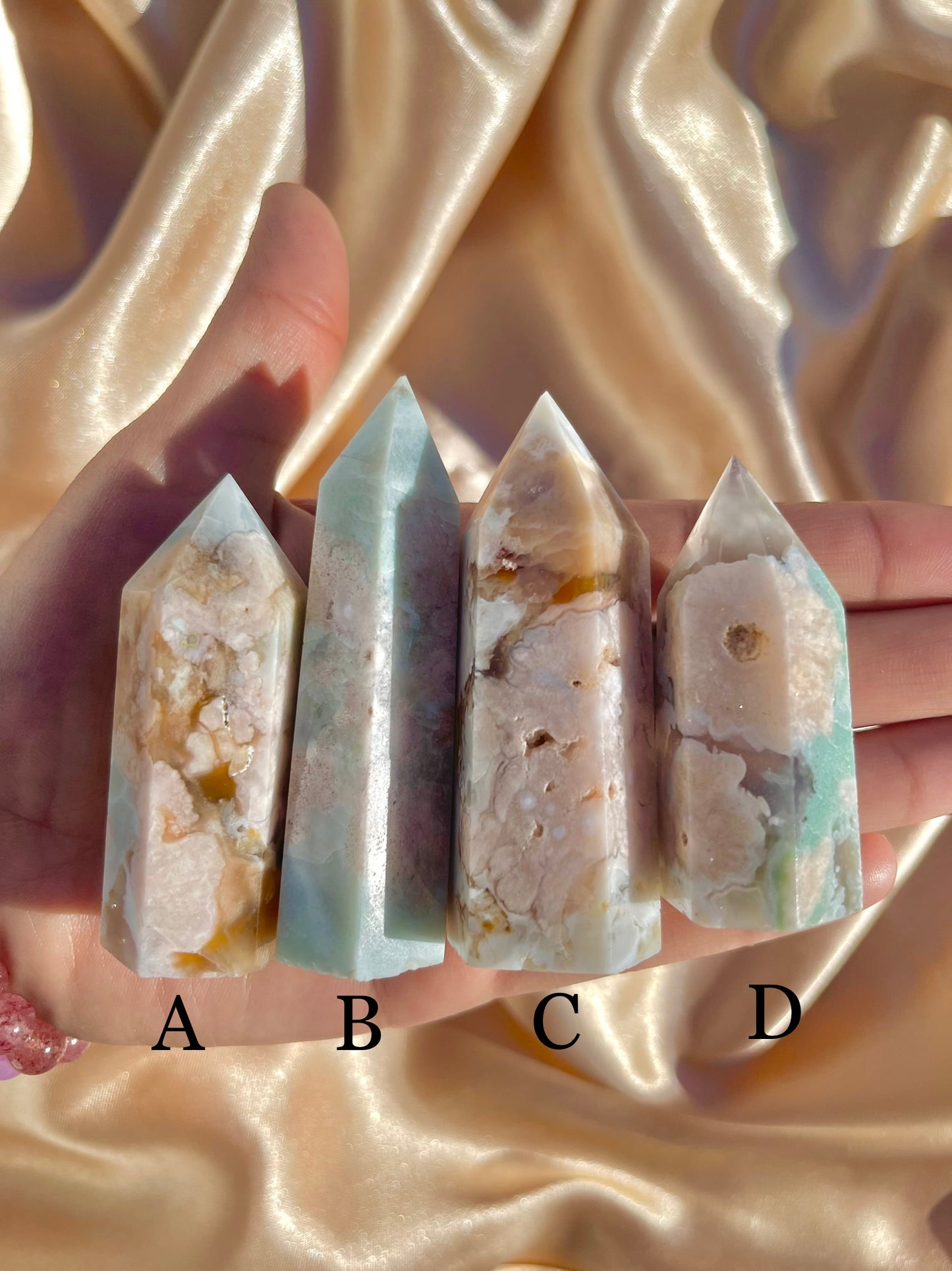 Green Flower Agate Tower