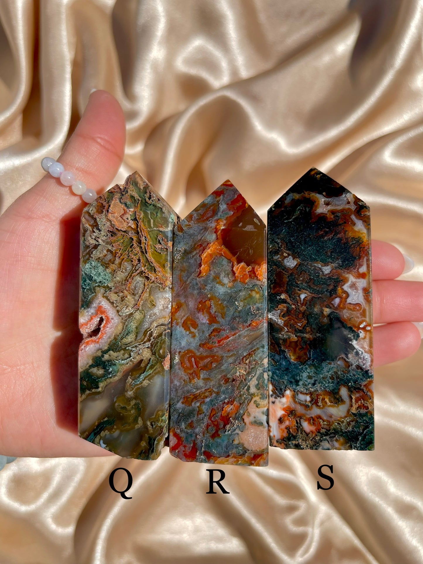 Carnelian X Moss Agate Tower