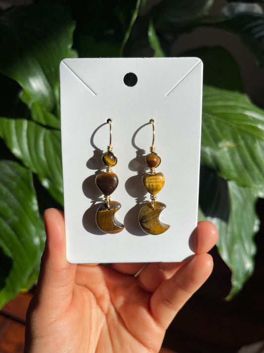 Tiger’s Eye Moon Earrings