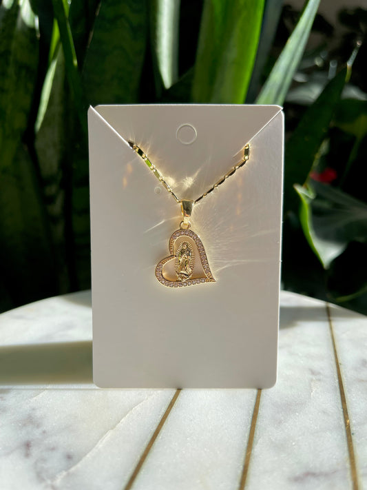 Virgin Mary Heart Necklace