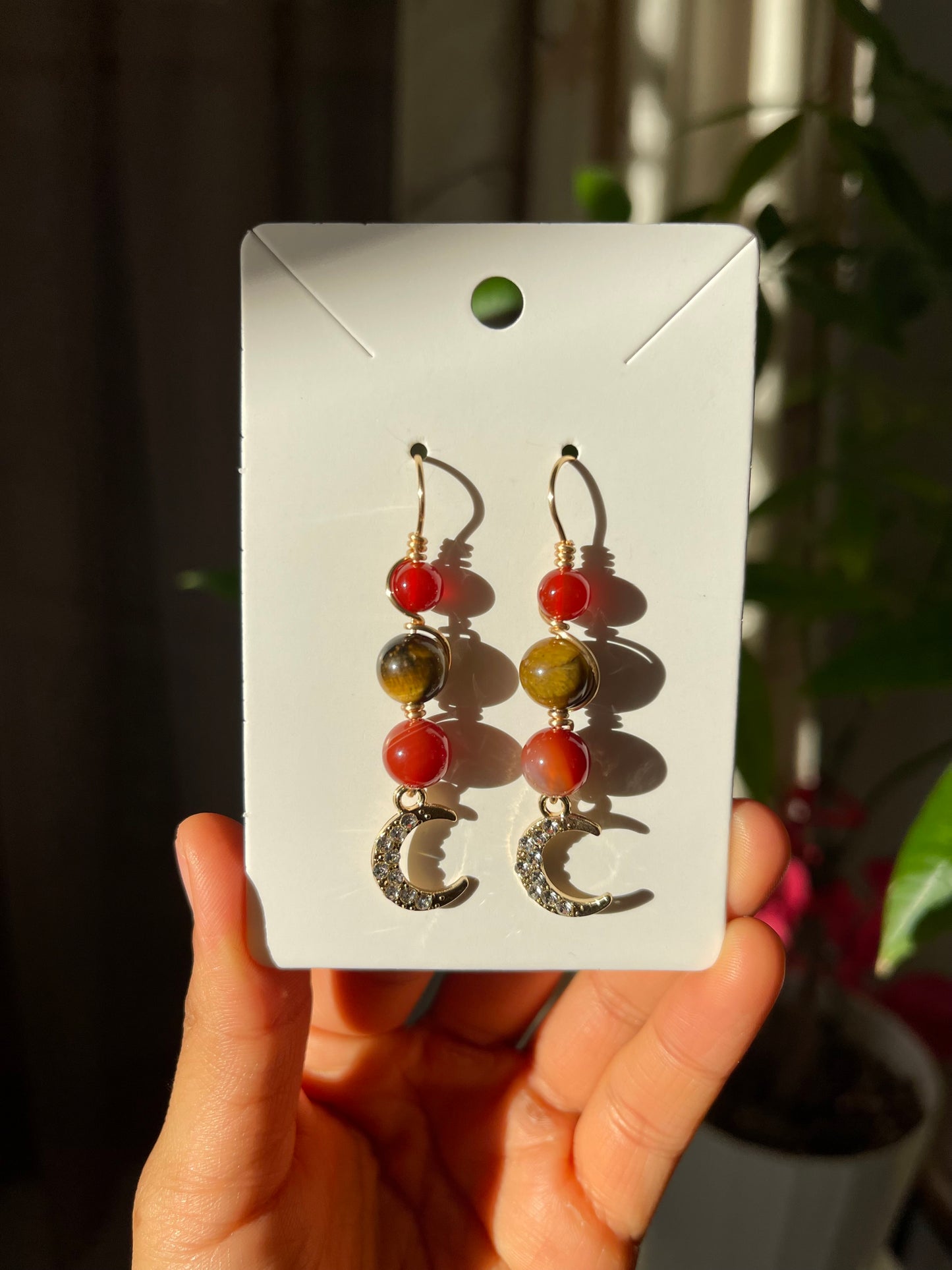 Tiger’s Eye Moon Earrings