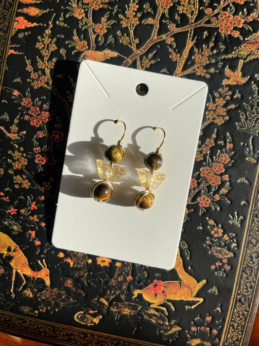 Tiger’s Eye Butterfly Earrings