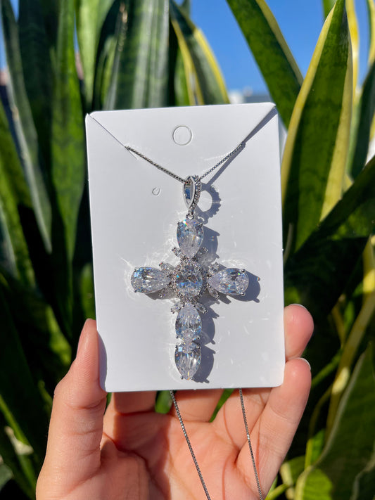 Iced Out Cross In Silver