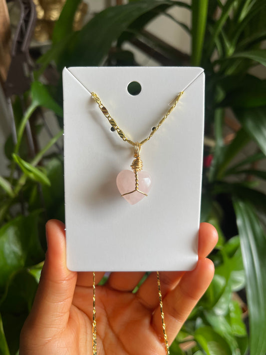 Rose Quartz Heart Necklace