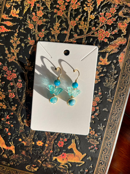 Blue Apatite Butterfly Earrings