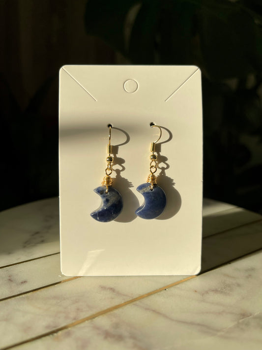 Sodalite Moon Earrings