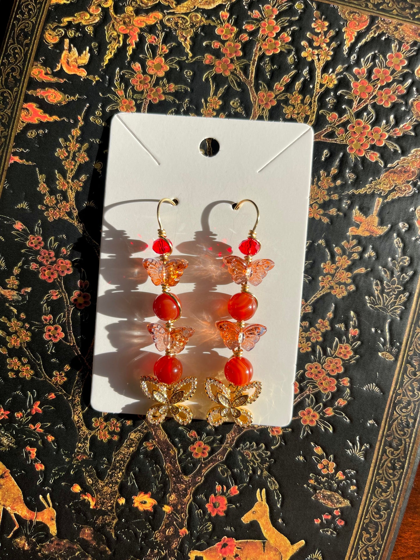 Carnelian Butterfly Earrings