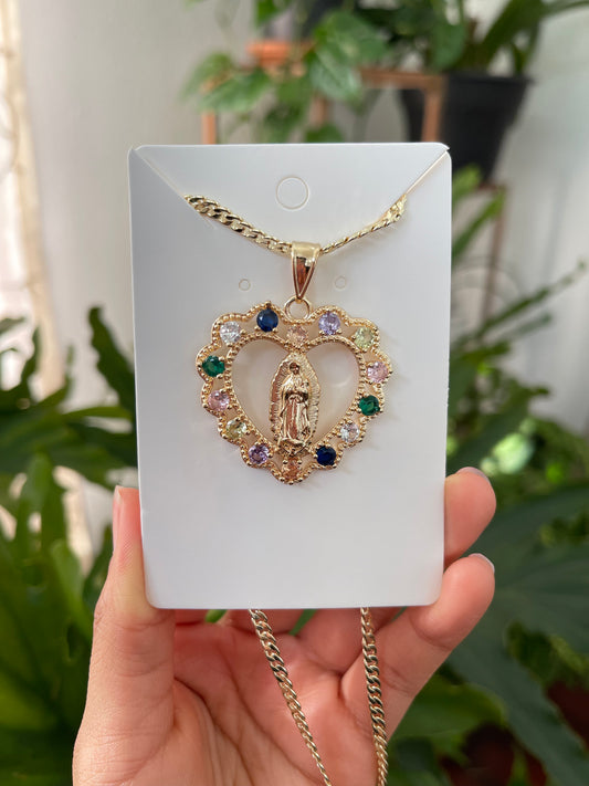 Virgin Mary Heart Necklace