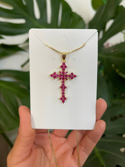 Ruby Cross Necklace