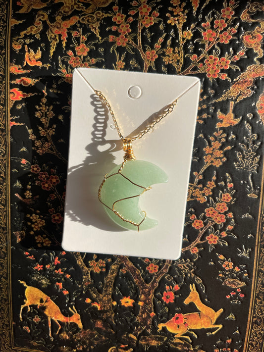 Green Aventurine Moon Necklace