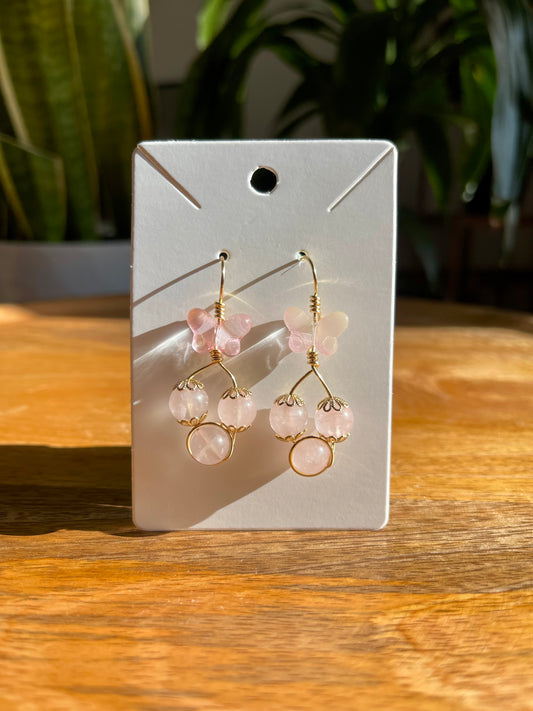 ‘Alana’ Rose Quartz Earrings