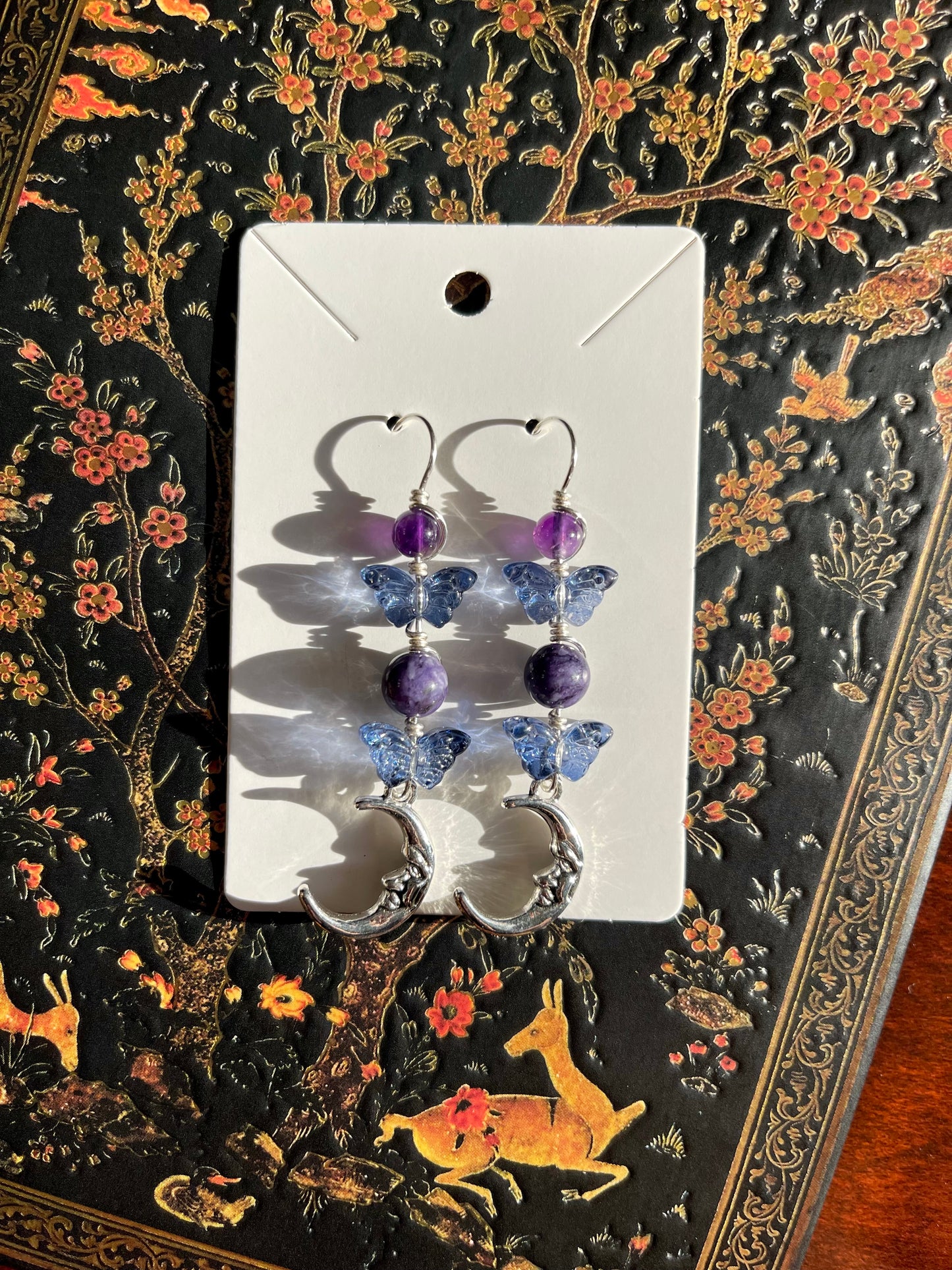 Charoite Moon Earrings