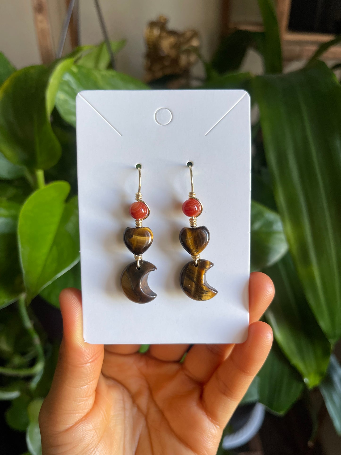 ‘Athena’ Tiger’s Eye Moon Earrings