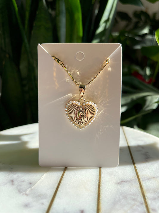 Virgin Mary Heart Necklace