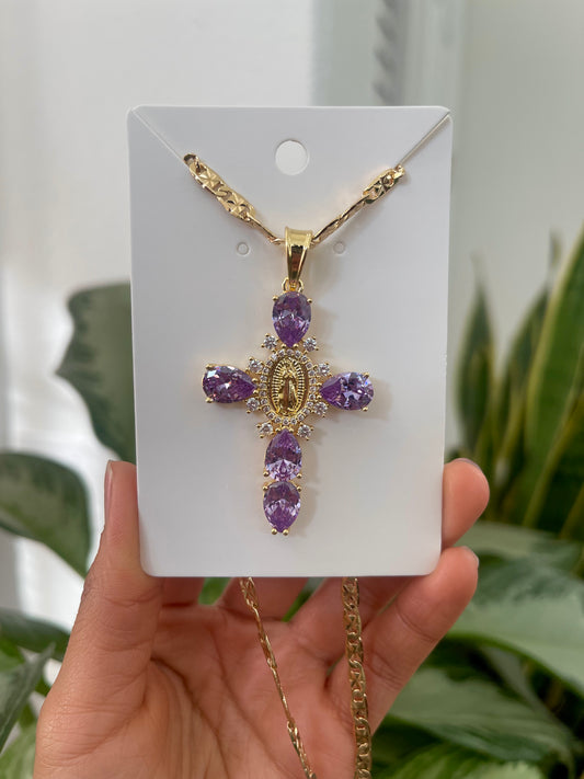 Purple Virgin Mary Cross