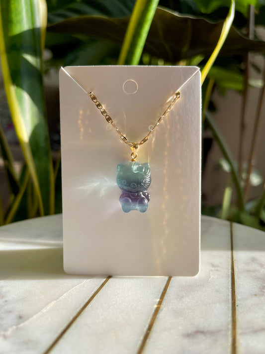 Fluorite Hello Kitty Necklace