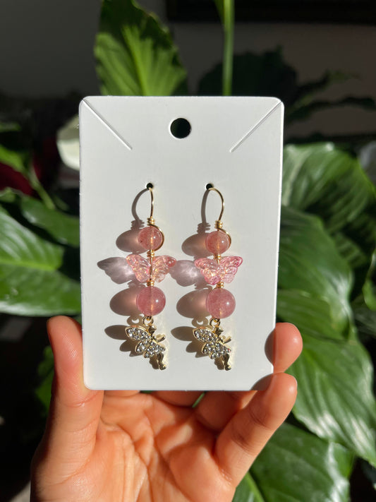 Strawberry Quartz Fairy Earrings