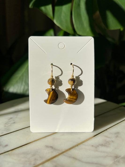 Tiger’s Eye Moon Earrings