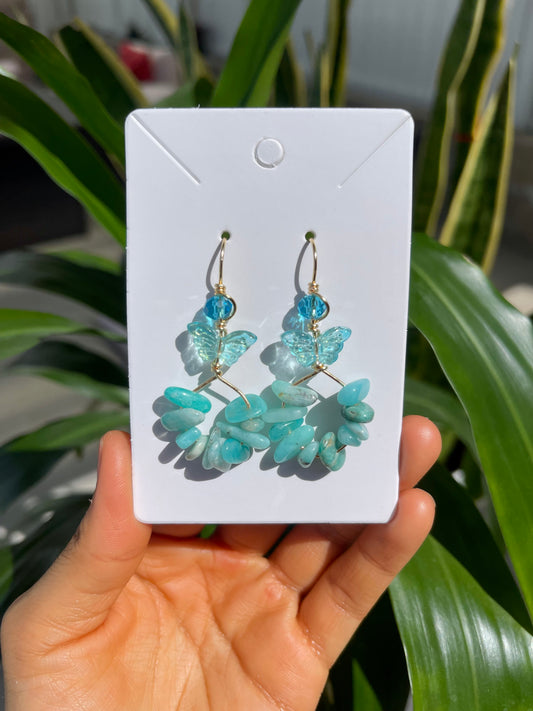 Amazonite Butterfly Earrings