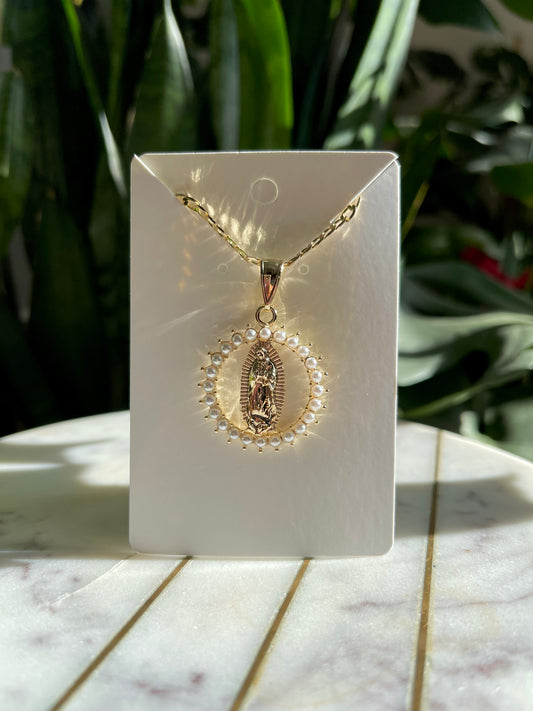 Virgin Mary Pearl Necklace