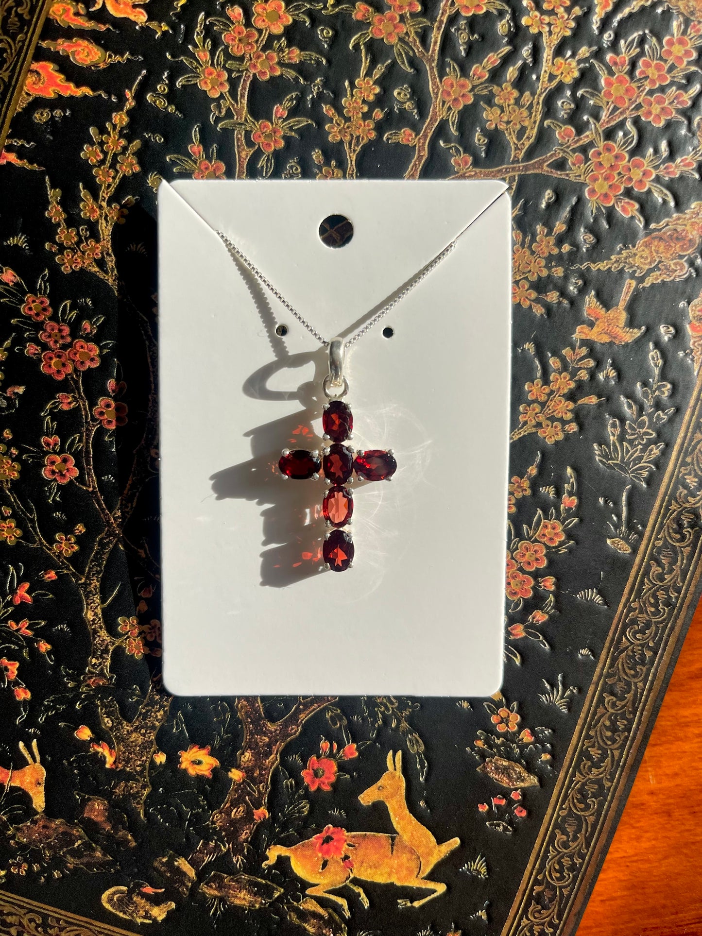 Garnet Cross Necklace