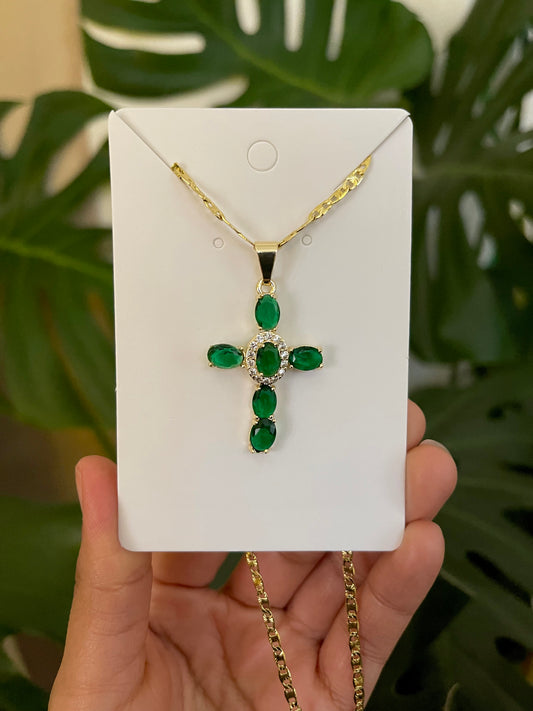 Emerald Cross Necklace