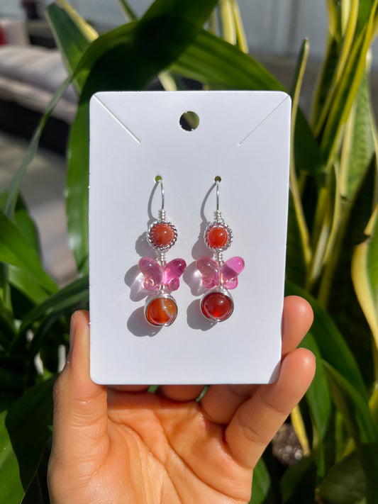 Carnelian Butterfly Earrings