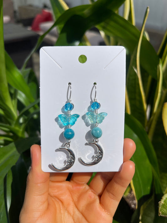 Blue Apatite Butterfly Earrings