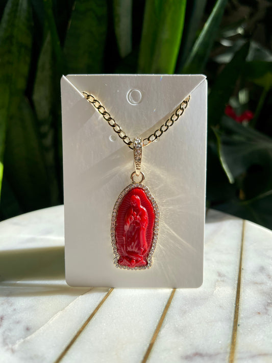 Red Virgin Mary Necklace
